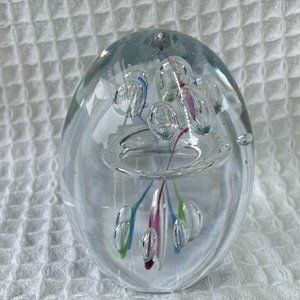 Glass Vintage Hand Blown Paperweight Fat Oval